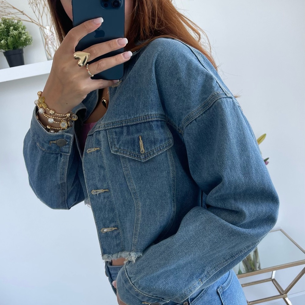 Denim cropped jacket - Picture 2 of 2